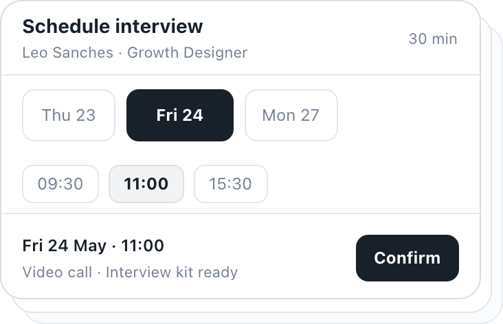Alpin interview scheduling and calendar interface